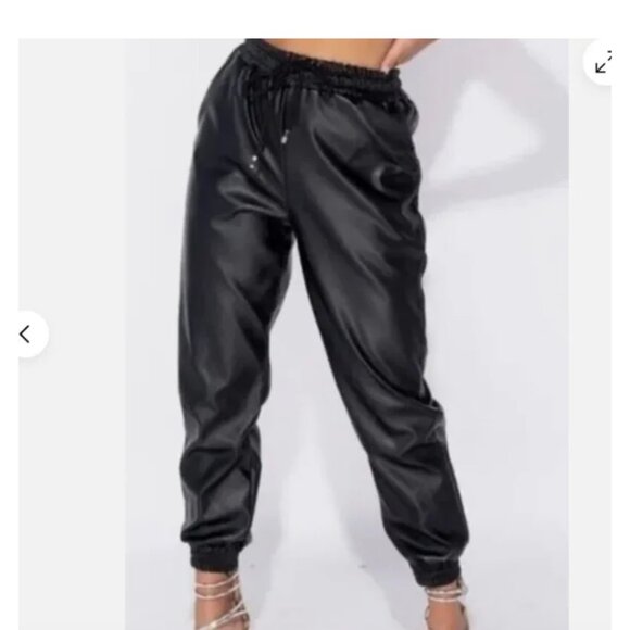 Zara Pants - Zara Women's Faux Leather Black Joggers Size Small